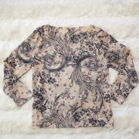Walking Art Sheer Paisley Print 3/4 Sleeve Top Size Medium - Picture 2 of 7